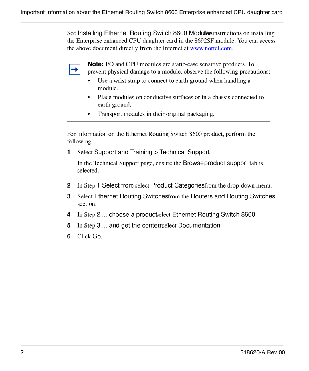 Nortel Networks 8692SF manual Select Support and Training Technical Support 