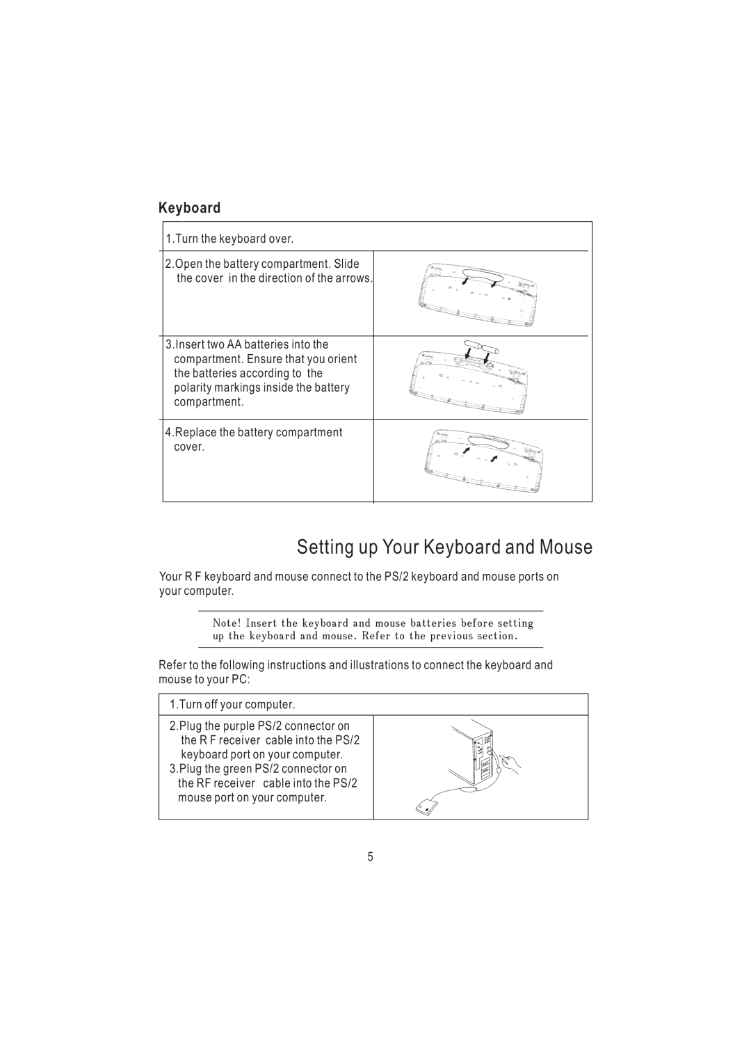 Nortel Networks AKM9600/8 manual Setting up Your Keyboard and Mouse 