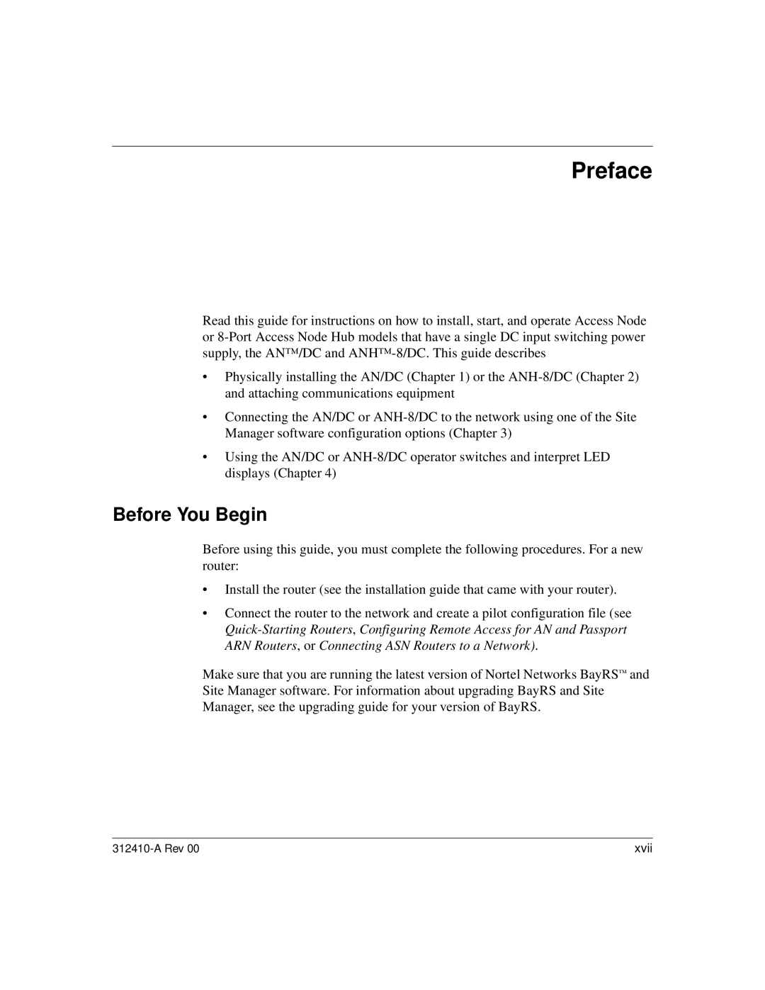 Nortel Networks AN/DC manual Preface, Before You Begin 