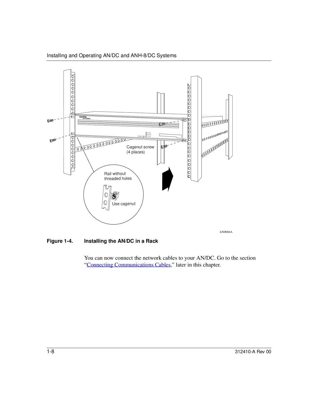 Nortel Networks manual Installing the AN/DC in a Rack 