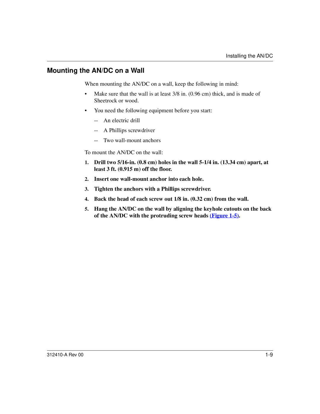 Nortel Networks manual Mounting the AN/DC on a Wall 