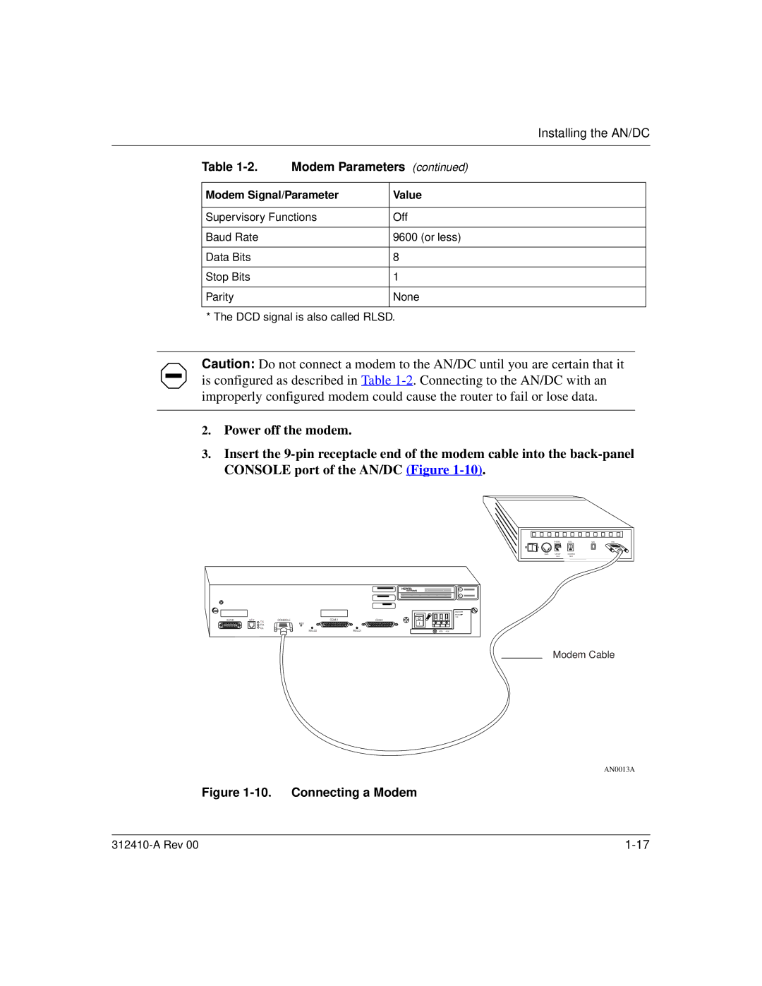 Nortel Networks AN/DC manual Modem Parameters 