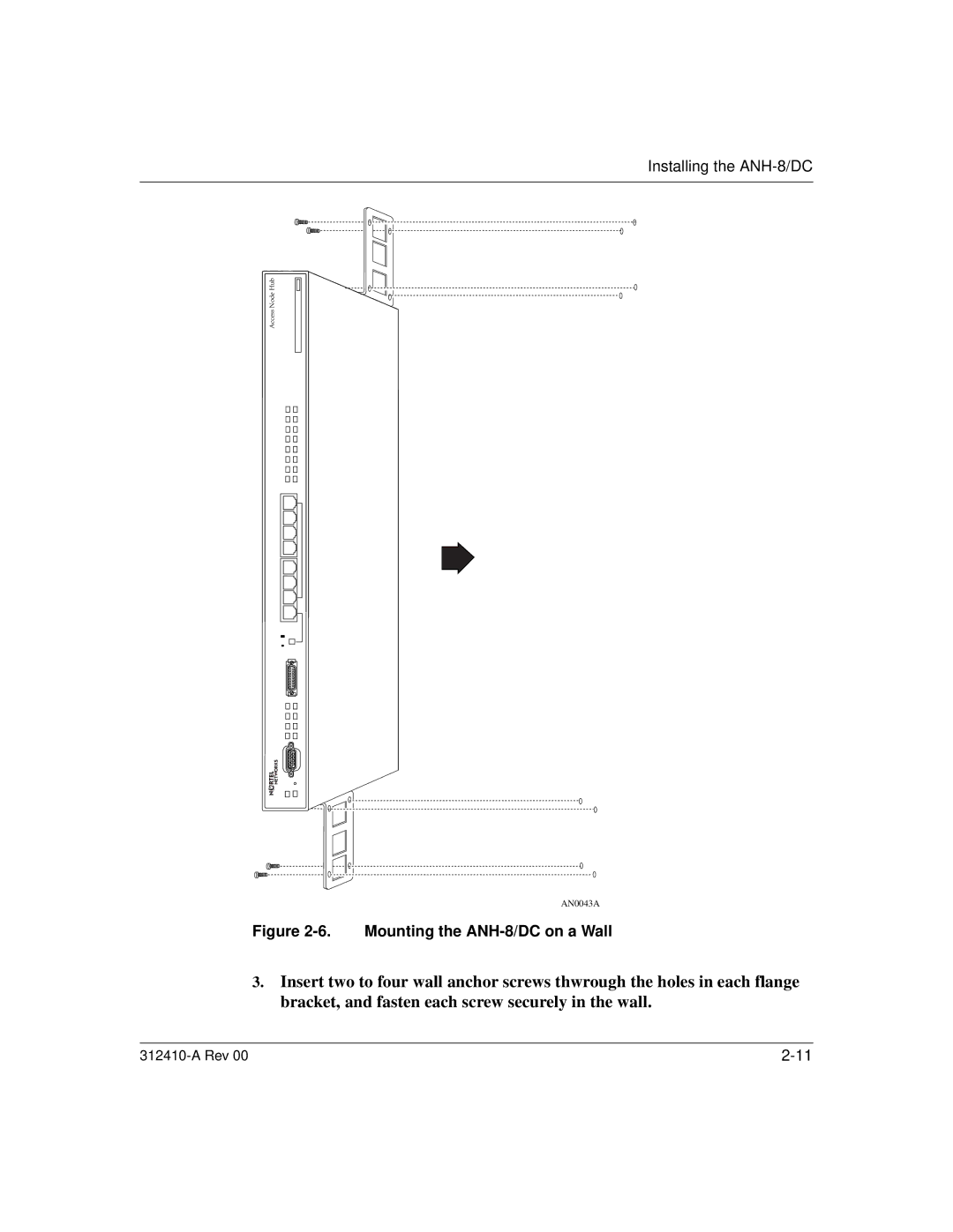 Nortel Networks AN/DC manual Mounting the ANH-8/DC on a Wall 