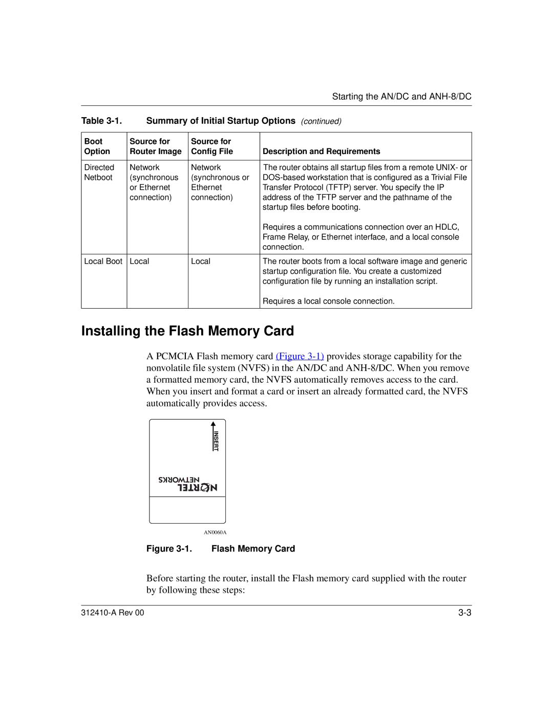 Nortel Networks AN/DC manual Installing the Flash Memory Card 