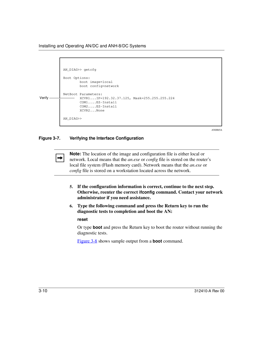 Nortel Networks AN/DC manual Verifying the Interface Configuration, Reset 