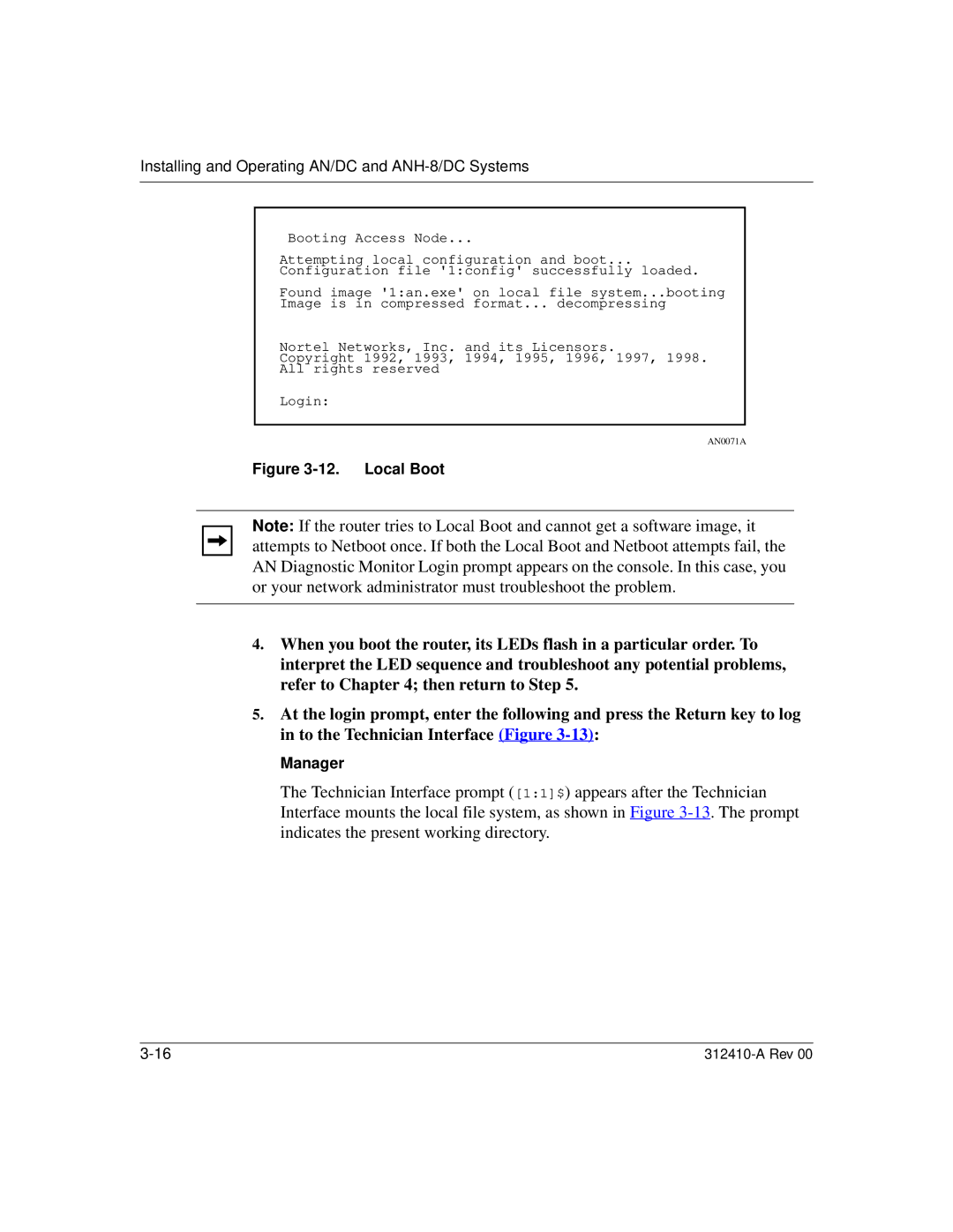 Nortel Networks AN/DC manual Local Boot 