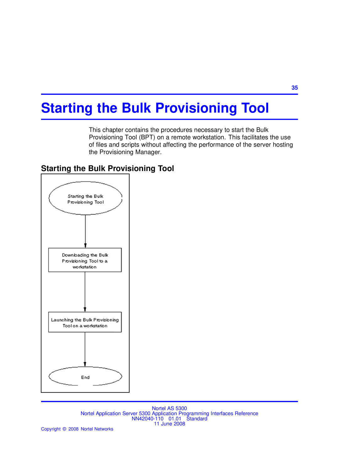 Nortel Networks AS 5300 manual Starting the Bulk Provisioning Tool 