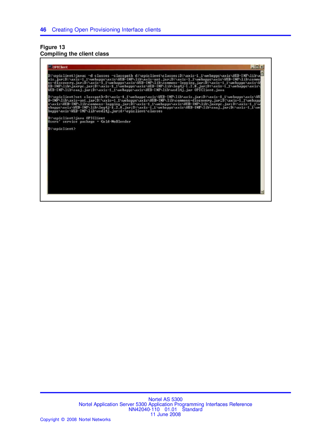 Nortel Networks AS 5300 manual Compiling the client class 