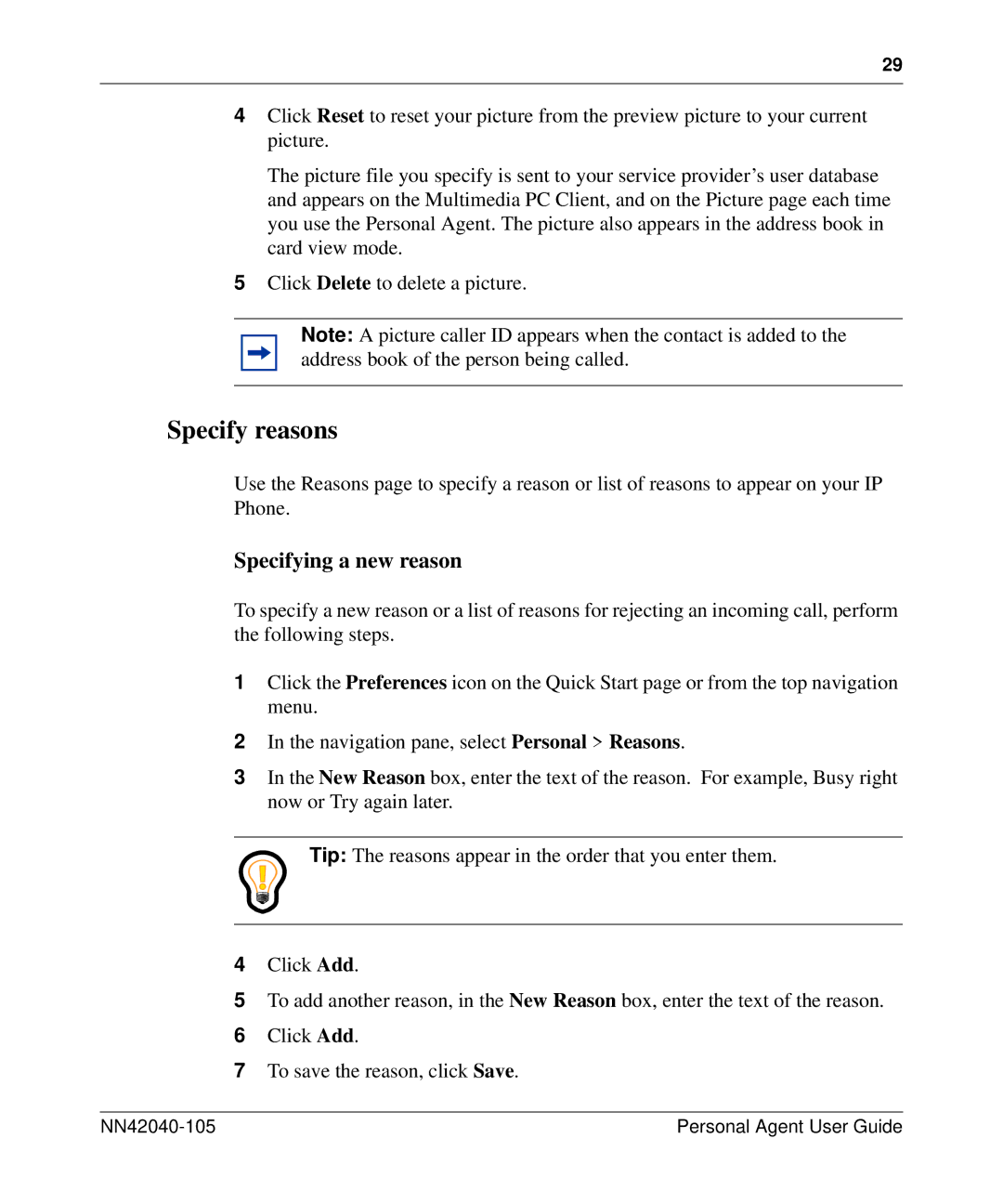 Nortel Networks AS 5300 manual Specify reasons, Specifying a new reason 