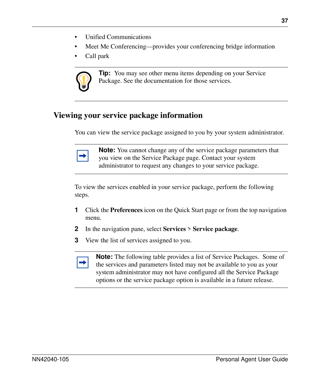 Nortel Networks AS 5300 manual Viewing your service package information 