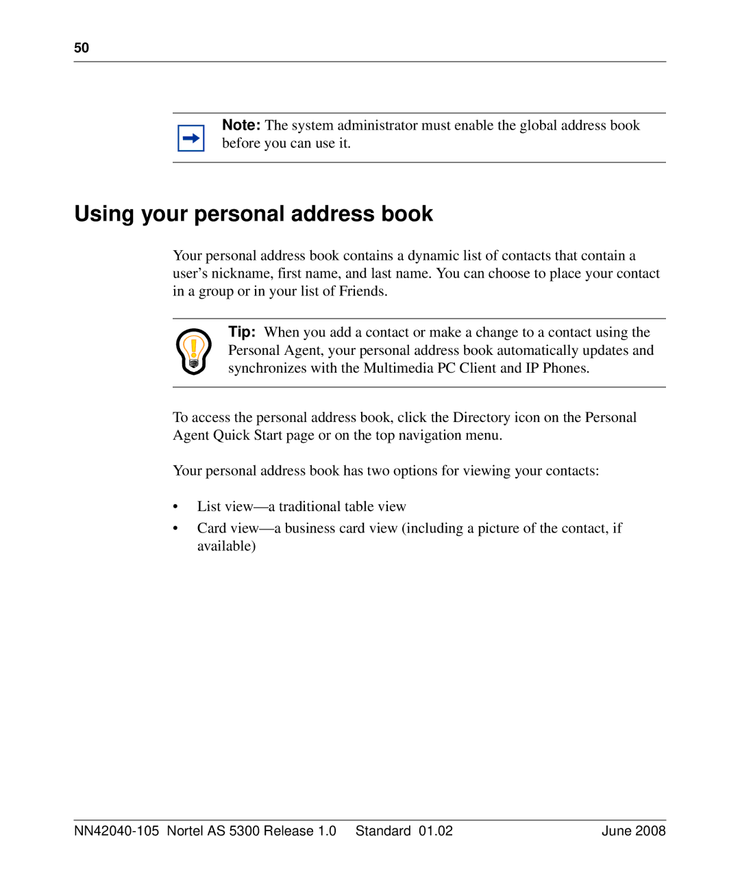 Nortel Networks AS 5300 manual Using your personal address book 