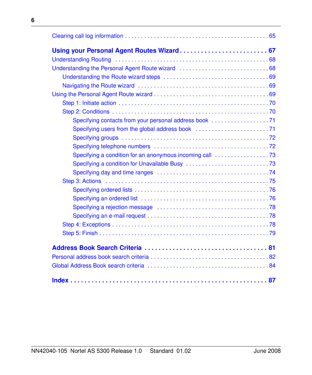 Nortel Networks AS 5300 manual Address Book Search Criteria 