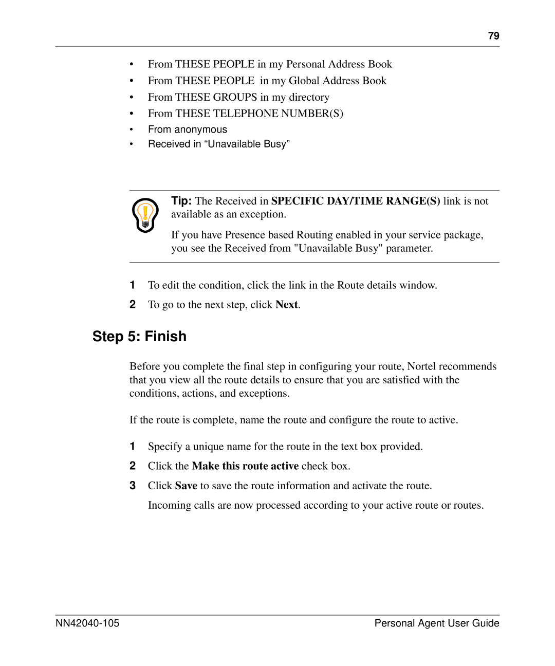 Nortel Networks AS 5300 manual Finish, Click the Make this route active check box 