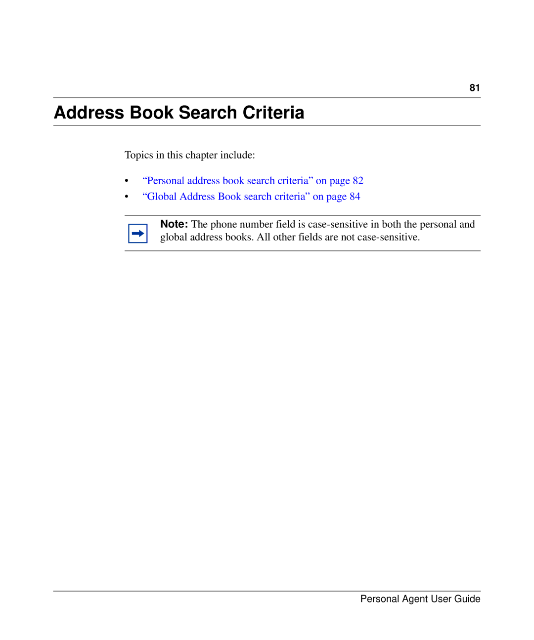 Nortel Networks AS 5300 manual Address Book Search Criteria 