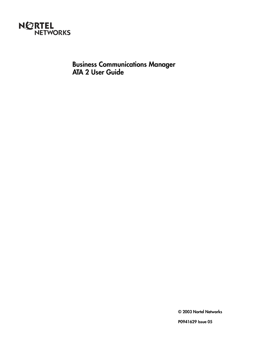 Nortel Networks manual Business Communications Manager ATA 2 User Guide 