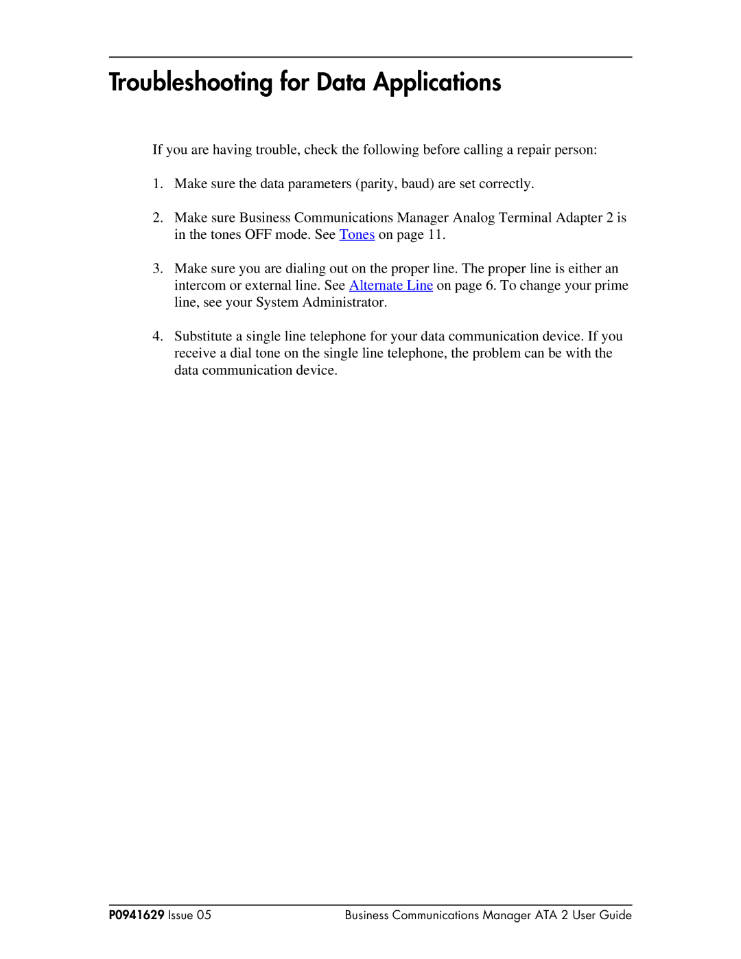 Nortel Networks ATA 2 manual Troubleshooting for Data Applications 