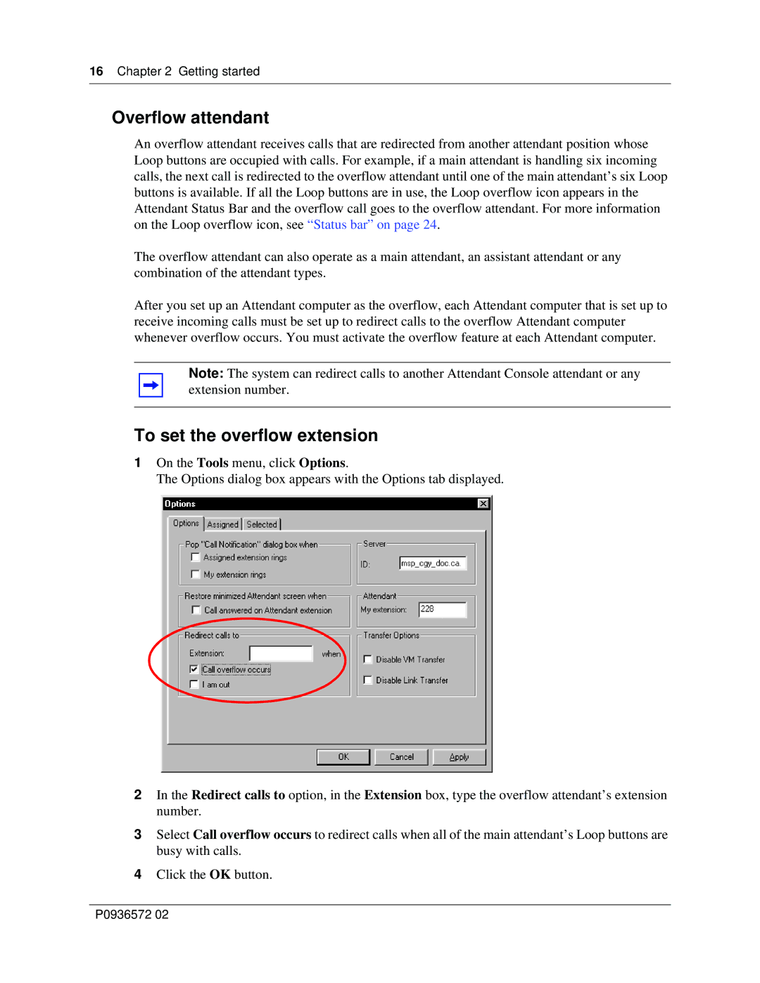 Nortel Networks Attendant Console manual Overflow attendant, To set the overflow extension 