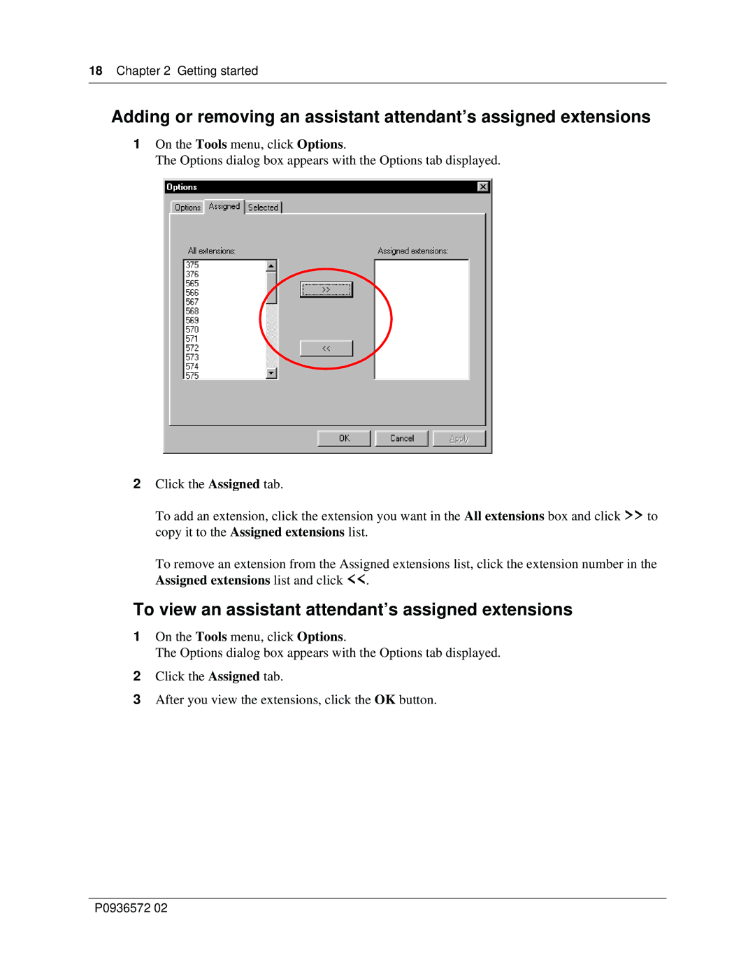 Nortel Networks Attendant Console manual To view an assistant attendant’s assigned extensions 