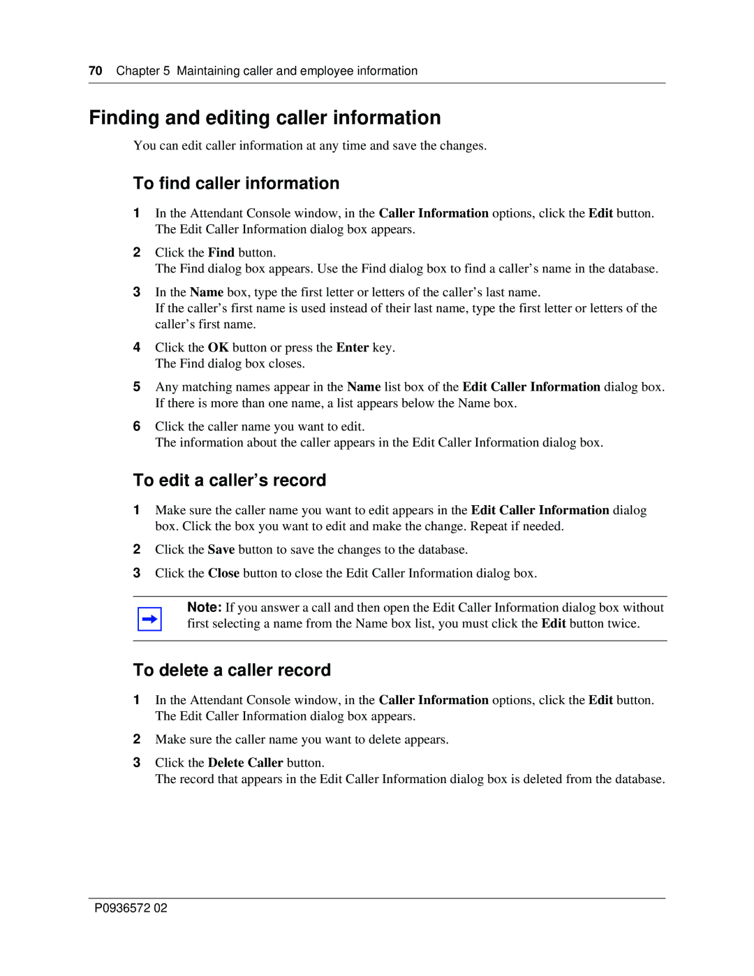 Nortel Networks Attendant Console manual Finding and editing caller information, To find caller information 