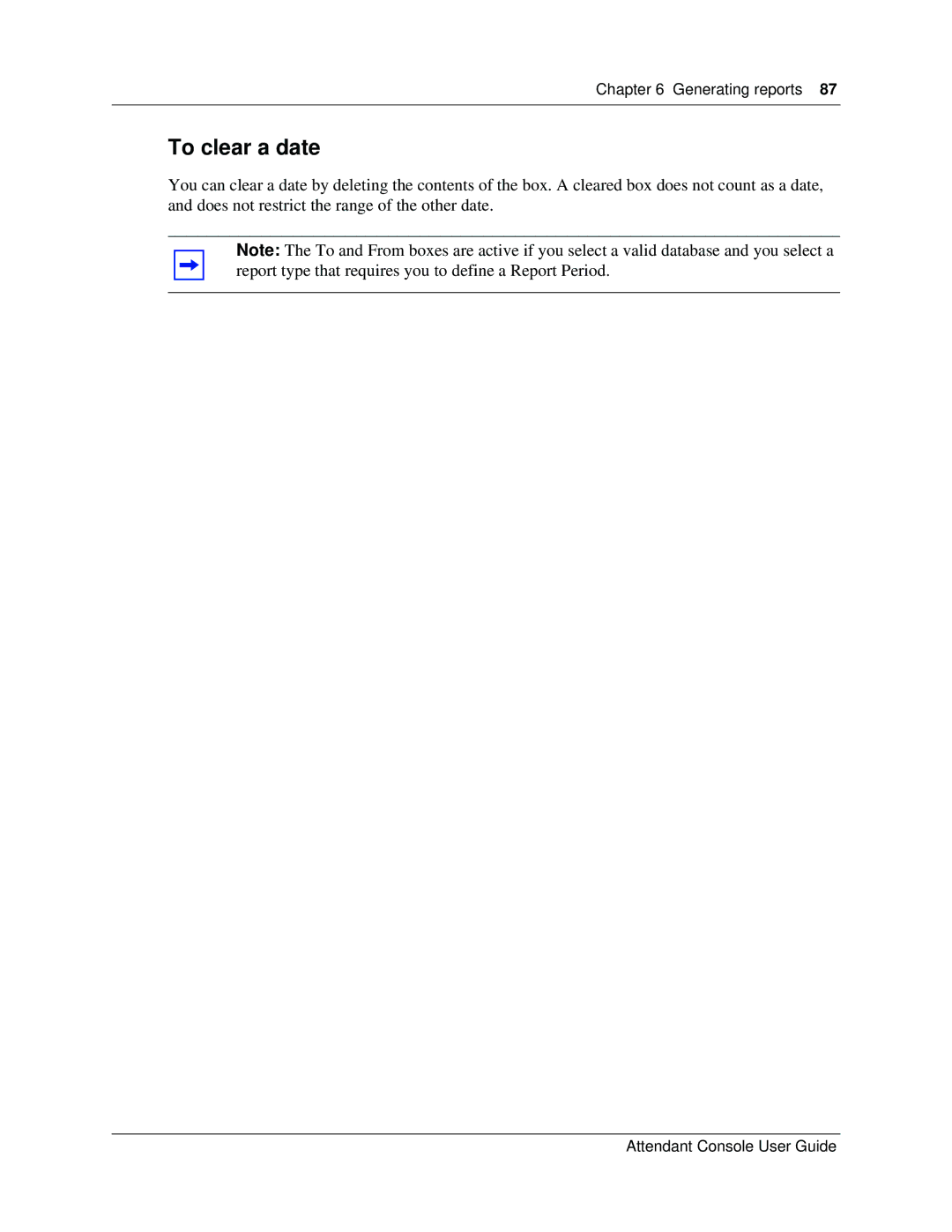 Nortel Networks Attendant Console manual To clear a date 