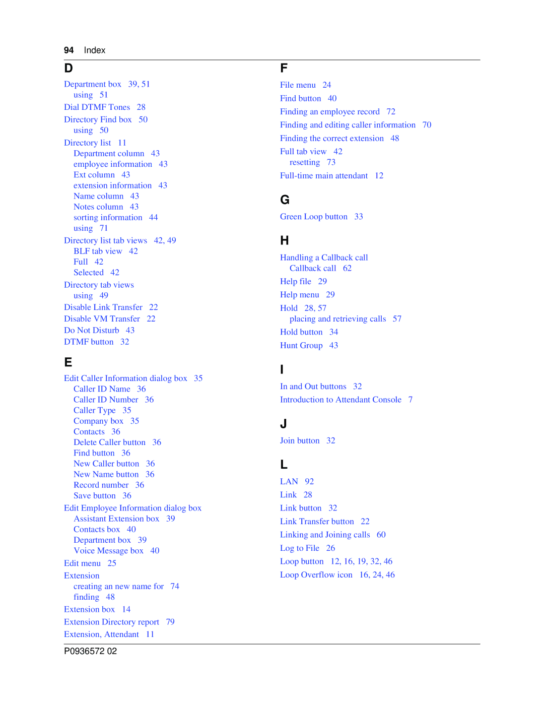 Nortel Networks Attendant Console manual P0936572 