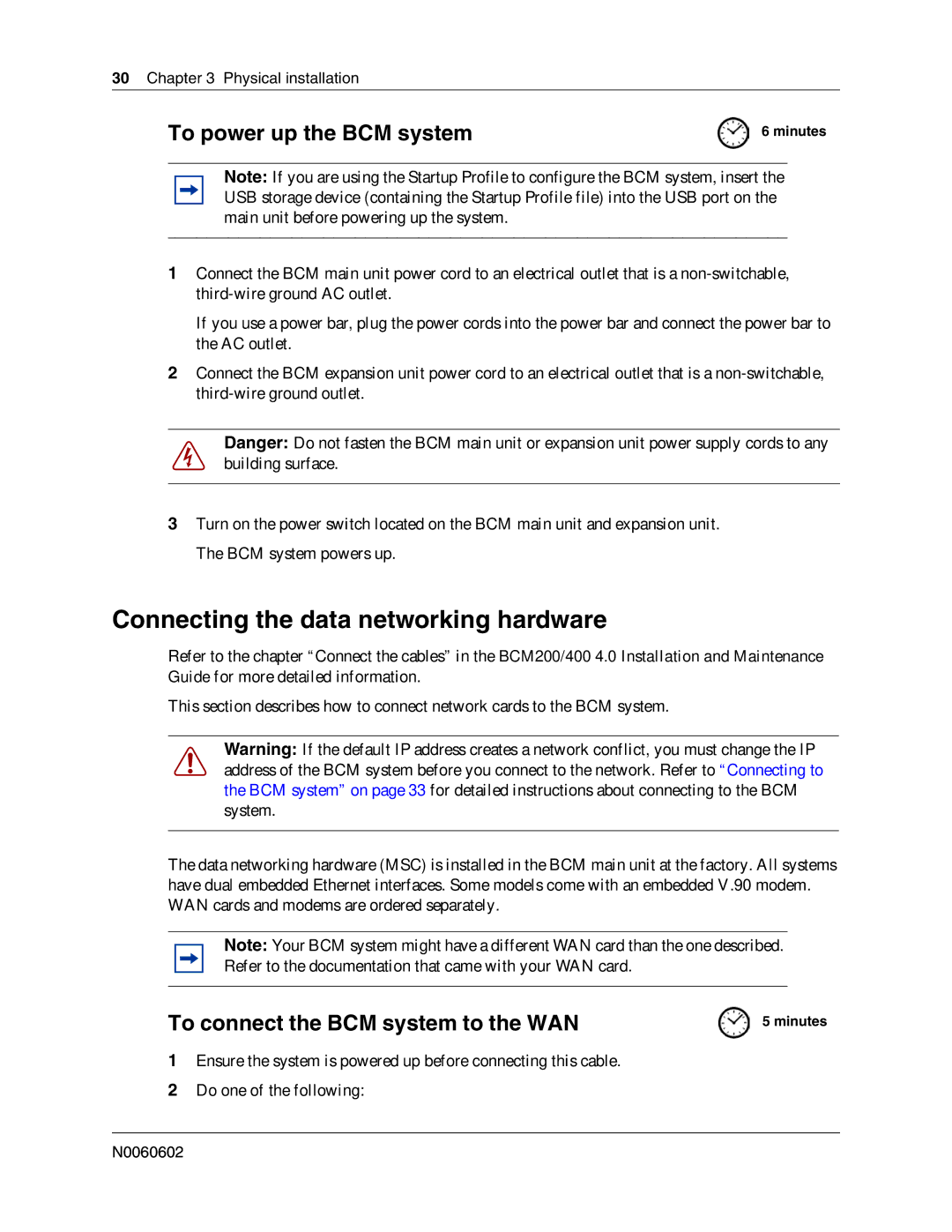 Nortel Networks BCM 4.0 quick start Connecting the data networking hardware, To power up the BCM system 