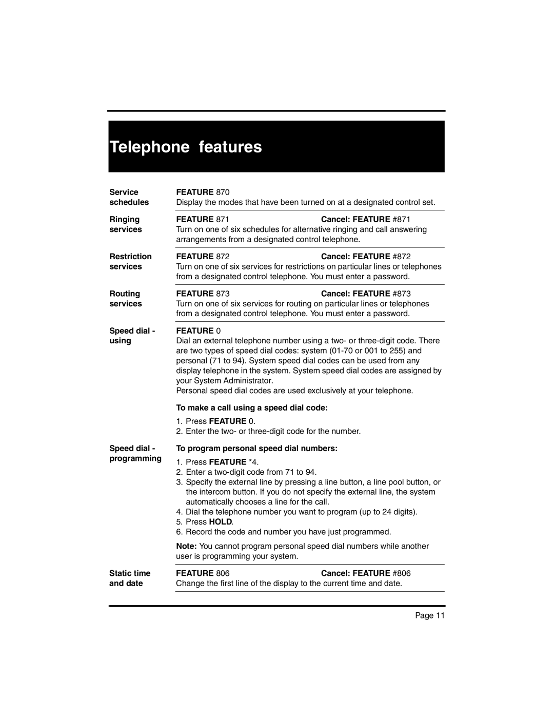 Nortel Networks BCM 4.0 Cancel Feature #871, Cancel Feature #872, Services, Routing, Cancel Feature #873, Using, Date 