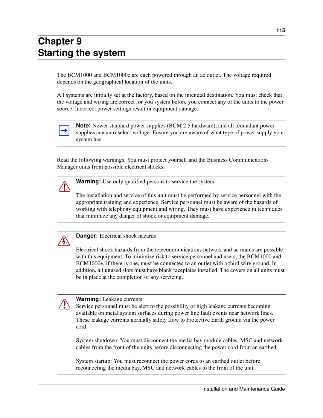 Nortel Networks BCM1000 manual Chapter Starting the system 