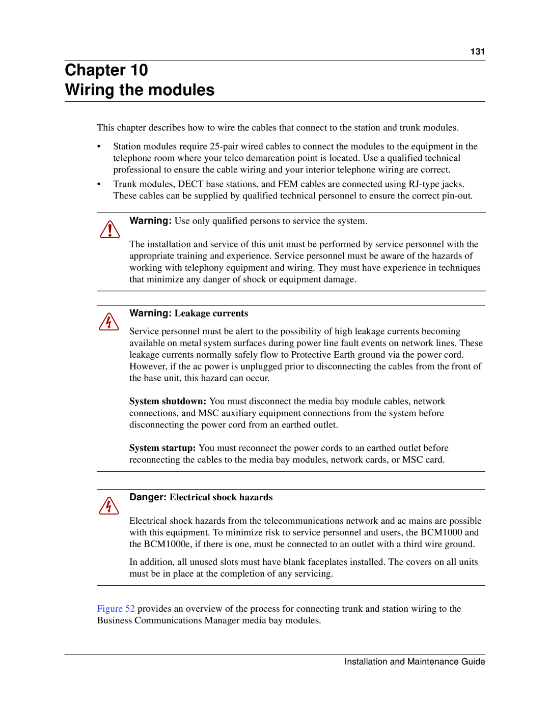 Nortel Networks BCM1000 manual Chapter Wiring the modules 