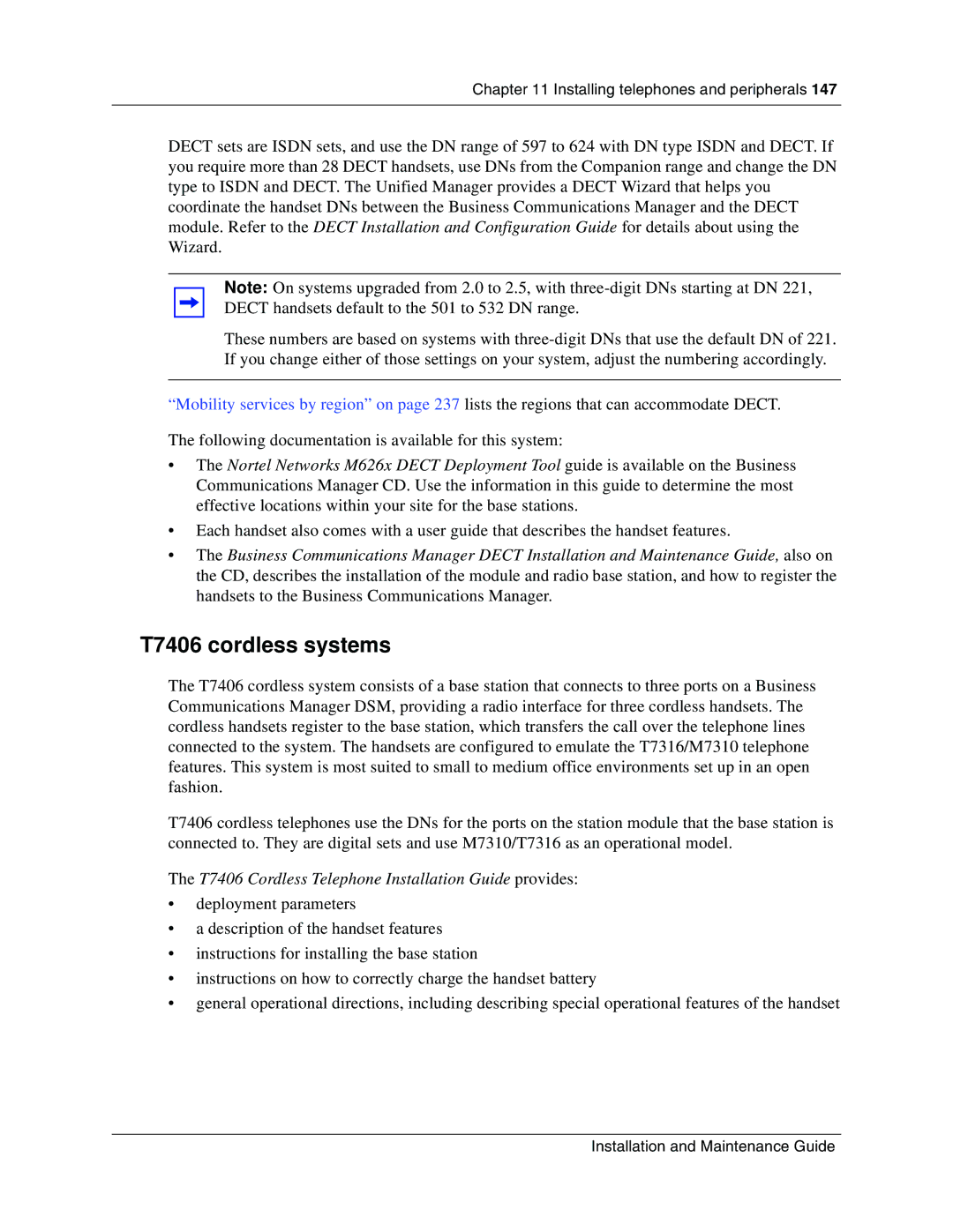 Nortel Networks BCM1000 manual T7406 cordless systems, T7406 Cordless Telephone Installation Guide provides 