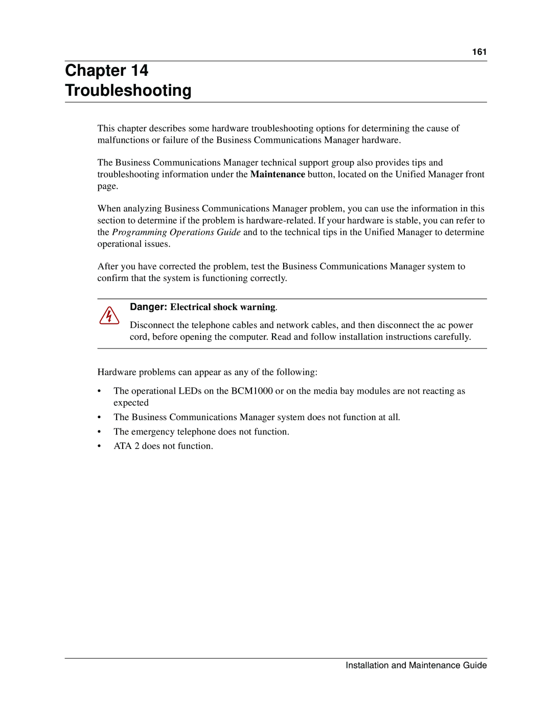 Nortel Networks BCM1000 manual Chapter Troubleshooting 