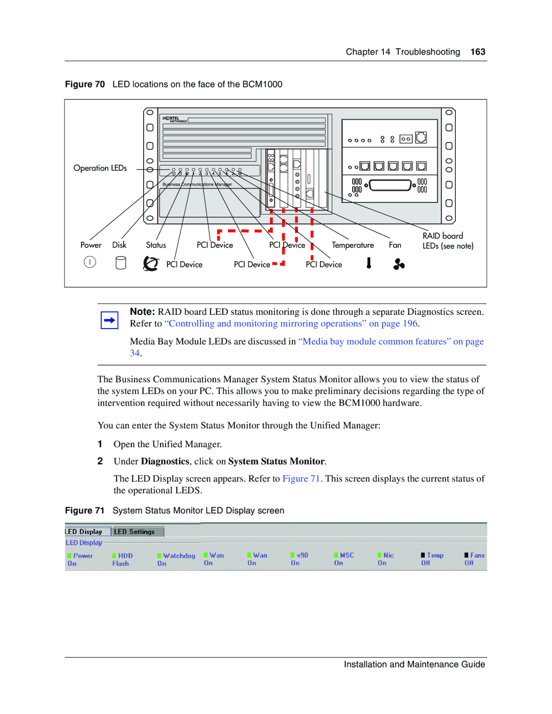 Nortel Networks BCM1000 manual Under Diagnostics, click on System Status Monitor 