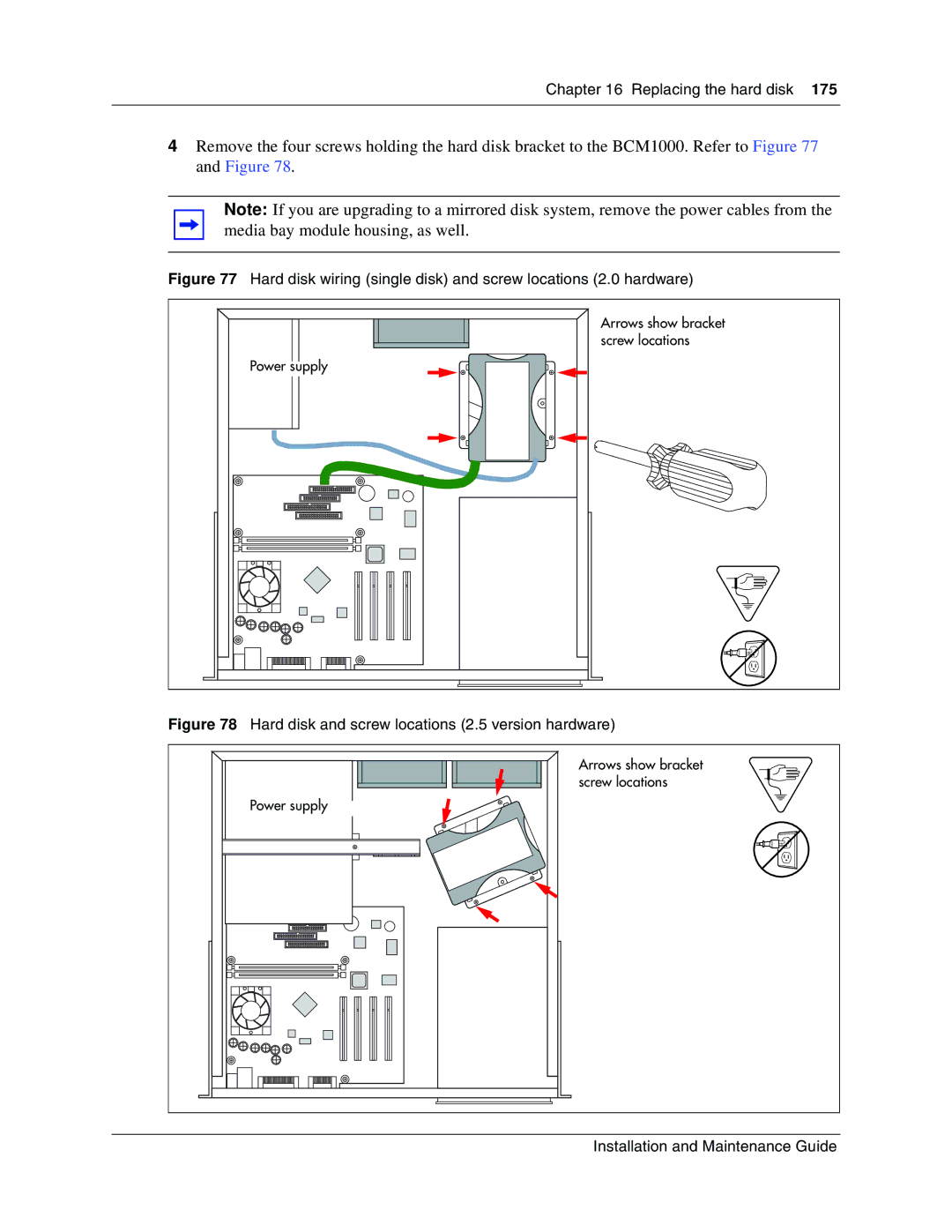 Nortel Networks BCM1000 manual Hard disk and screw locations 2.5 version hardware 