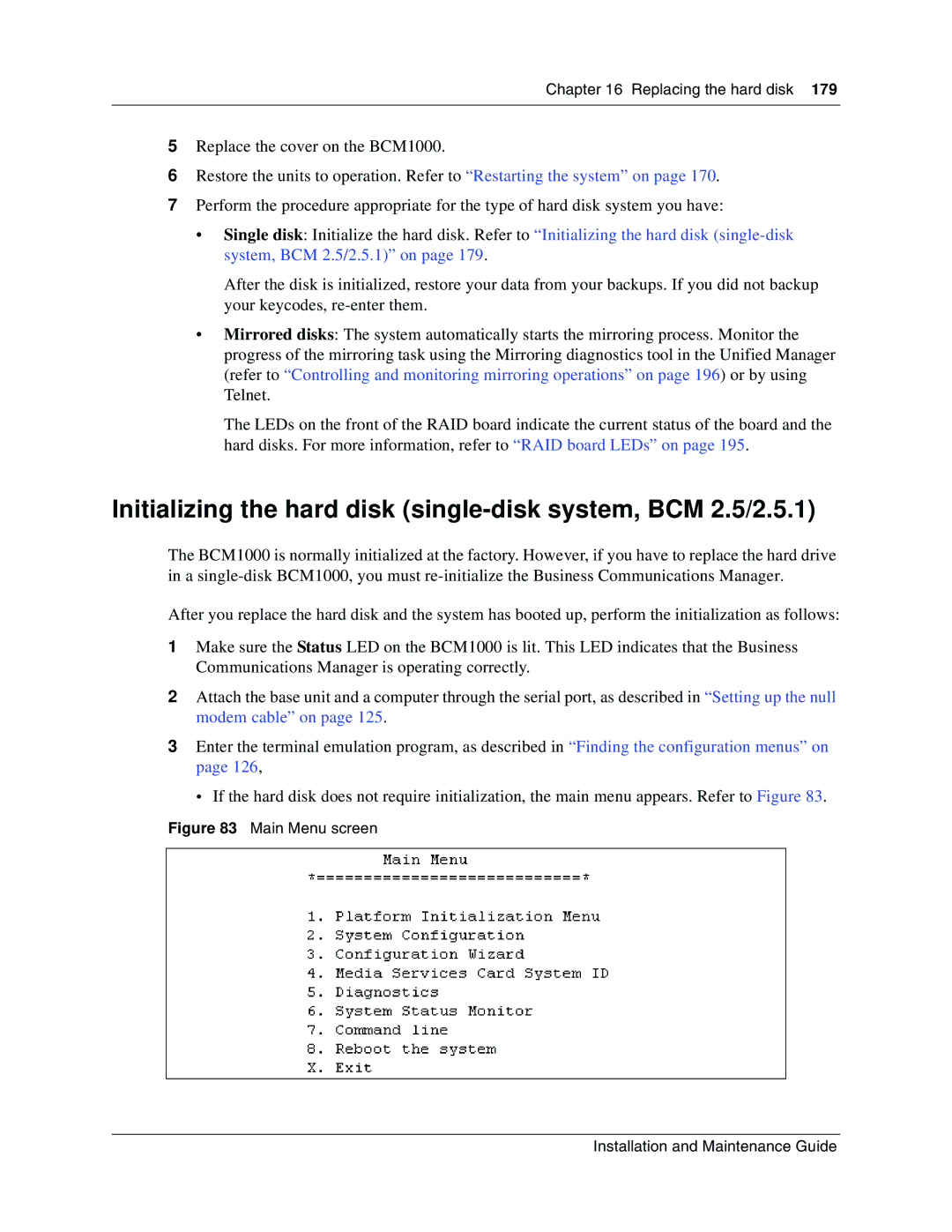 Nortel Networks BCM1000 manual Initializing the hard disk single-disk system, BCM 2.5/2.5.1 