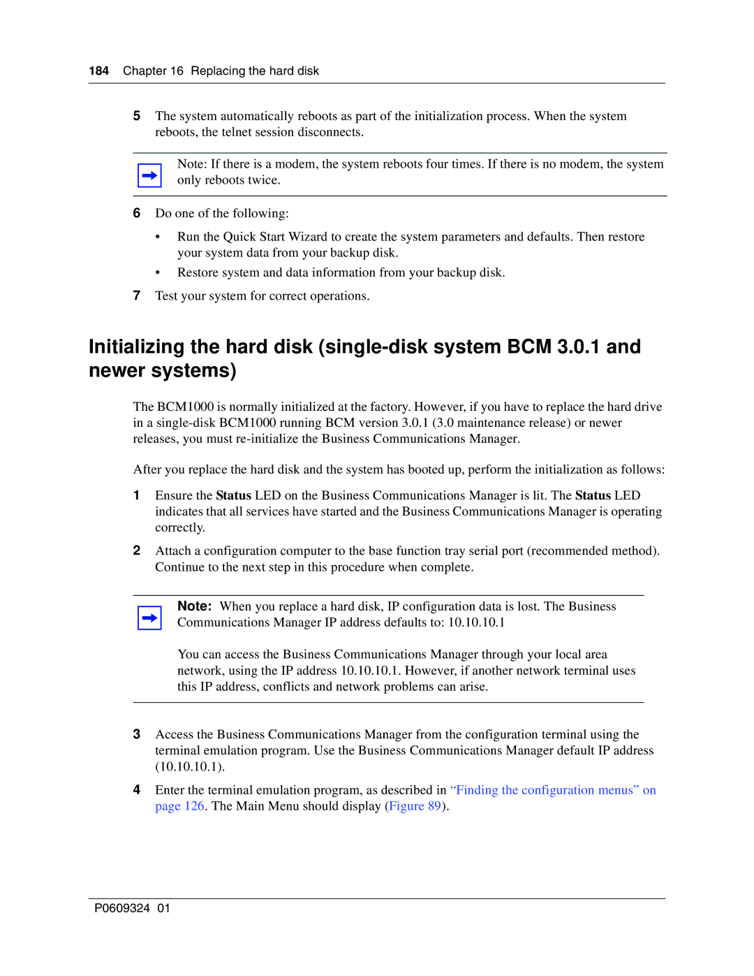 Nortel Networks BCM1000 manual Replacing the hard disk 