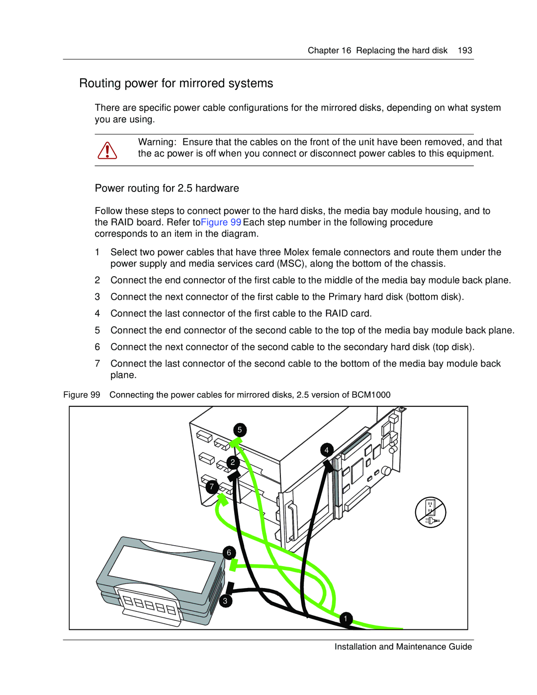 Nortel Networks BCM1000 manual Routing power for mirrored systems, Power routing for 2.5 hardware 