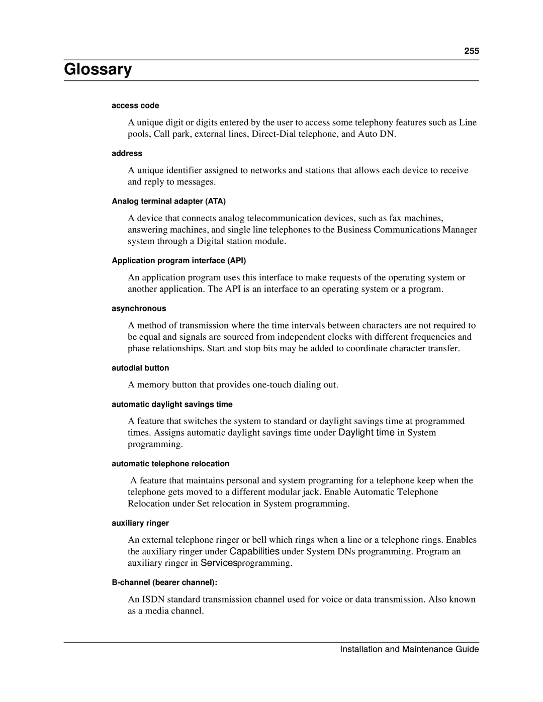 Nortel Networks BCM1000 manual Glossary 