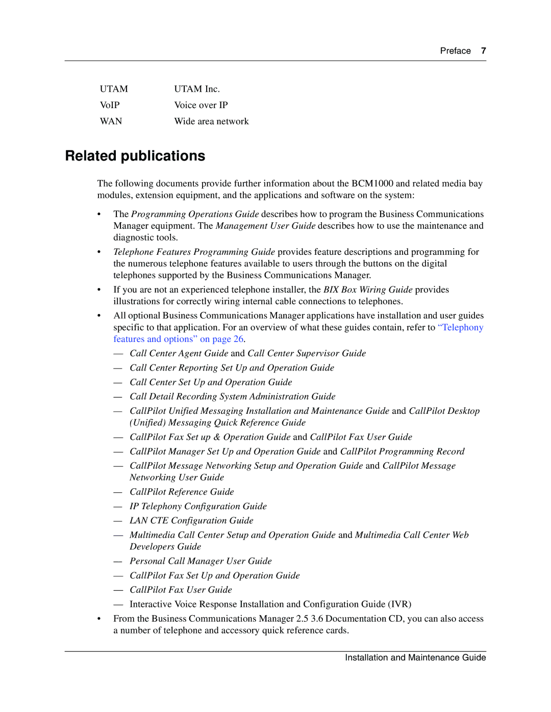 Nortel Networks BCM1000 manual Related publications 