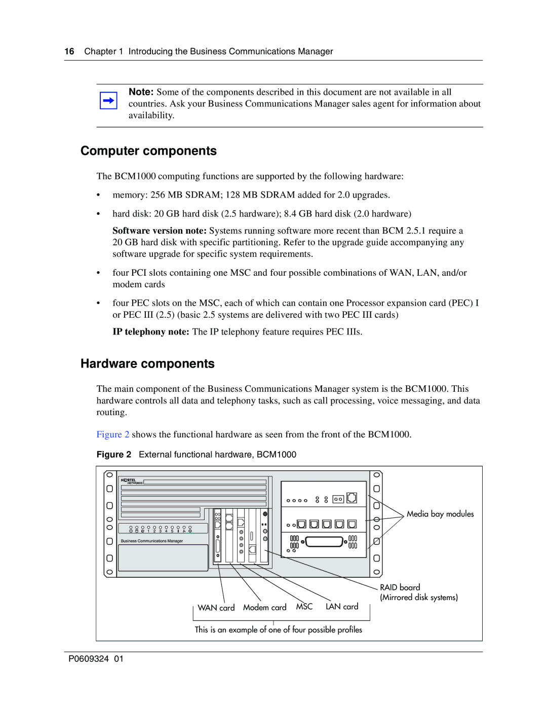 Nortel Networks BCM1000 manual Computer components, Hardware components, Introducing the Business Communications Manager 