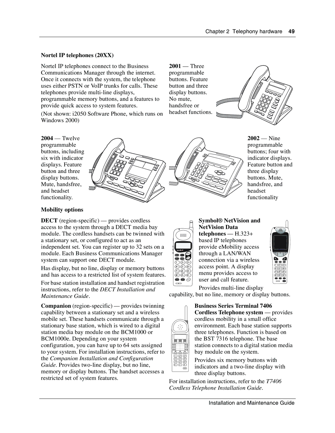 Nortel Networks BCM1000 manual Nortel IP telephones 