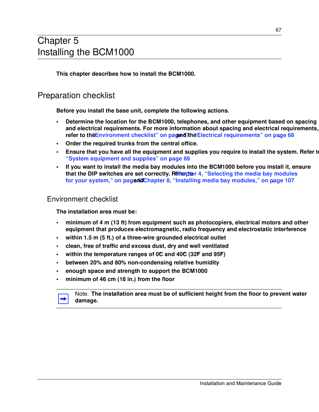 Nortel Networks manual Chapter Installing the BCM1000, Preparation checklist, Environment checklist 