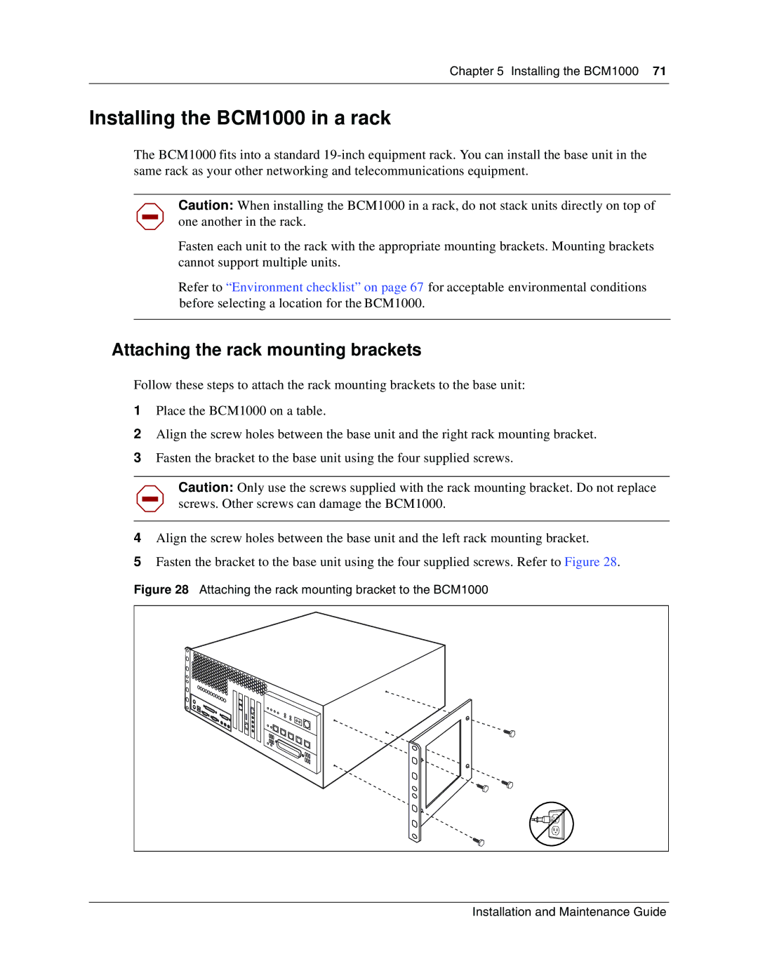 Nortel Networks manual Installing the BCM1000 in a rack, Attaching the rack mounting brackets 