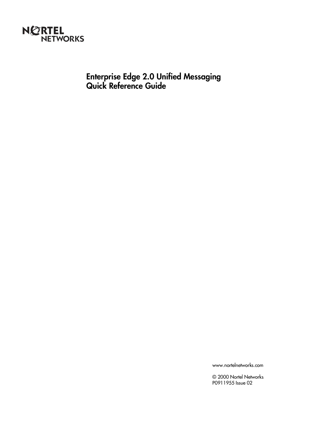 Nortel Networks BCM200/400 manual Enterprise Edge 2.0 Unified Messaging Quick Reference Guide 