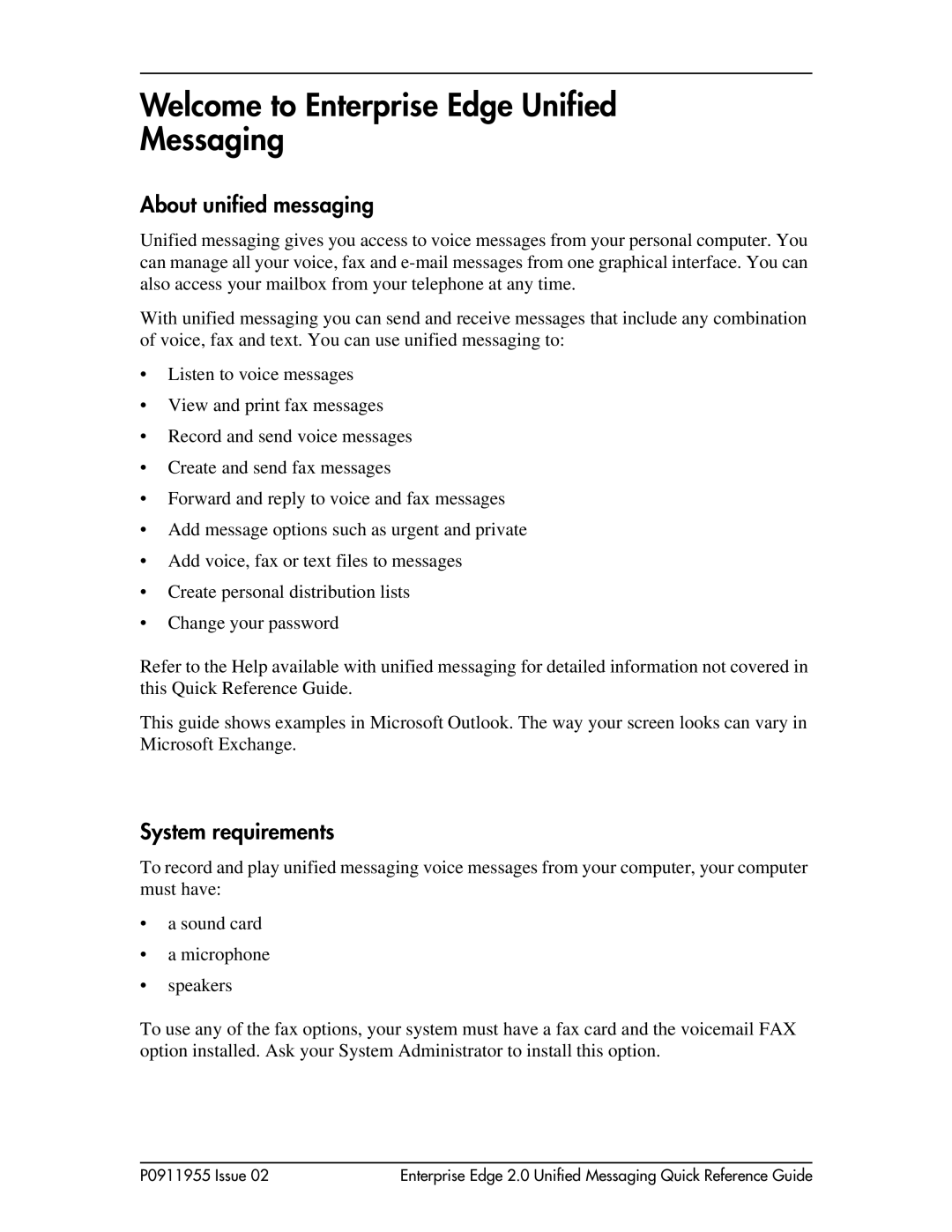 Nortel Networks BCM200/400 manual Welcome to Enterprise Edge Unified Messaging, About unified messaging 