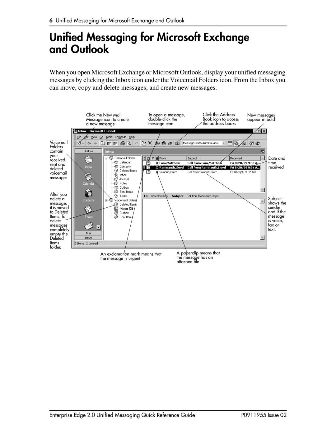 Nortel Networks BCM200/400 manual Unified Messaging for Microsoft Exchange and Outlook 