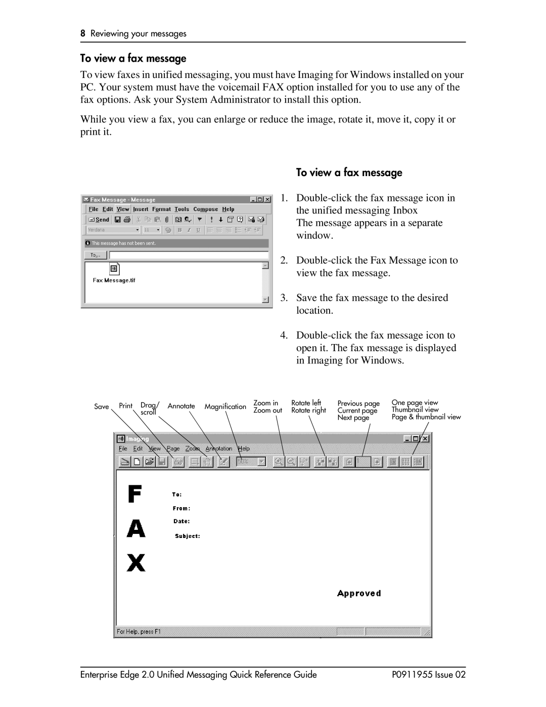 Nortel Networks BCM200/400 manual To view a fax message 