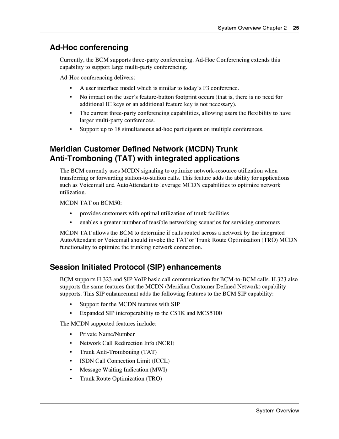 Nortel Networks BCM50 2.0 manual Ad-Hoc conferencing, Session Initiated Protocol SIP enhancements 