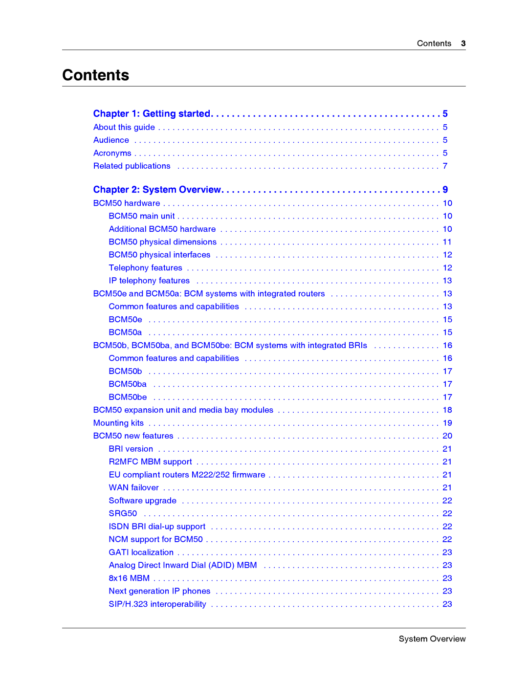 Nortel Networks BCM50 2.0 manual Contents 