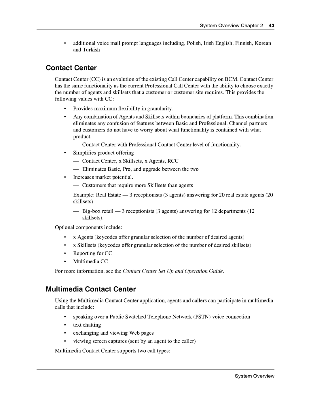 Nortel Networks BCM50 2.0 manual Multimedia Contact Center 