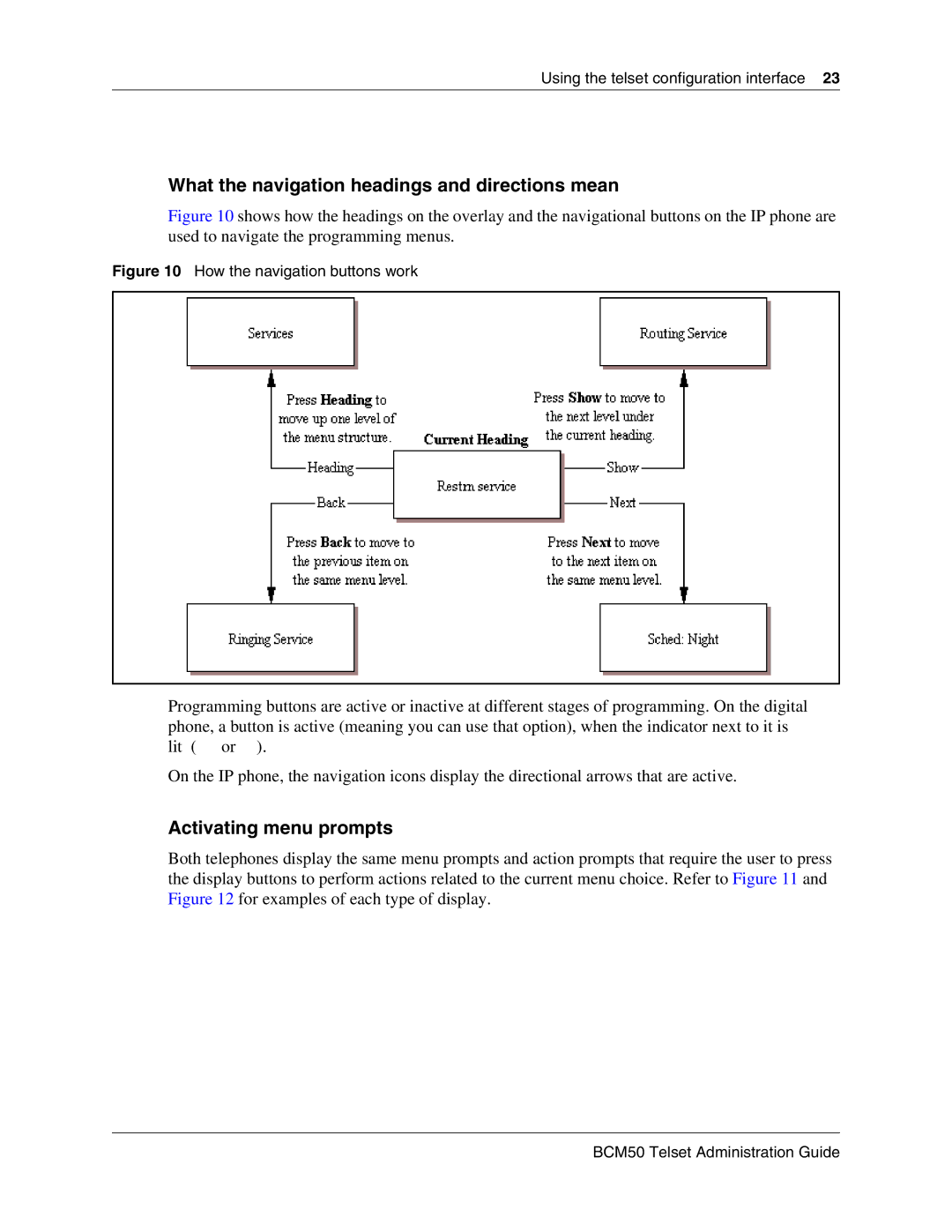 Nortel Networks BCM50 2.0 manual What the navigation headings and directions mean 